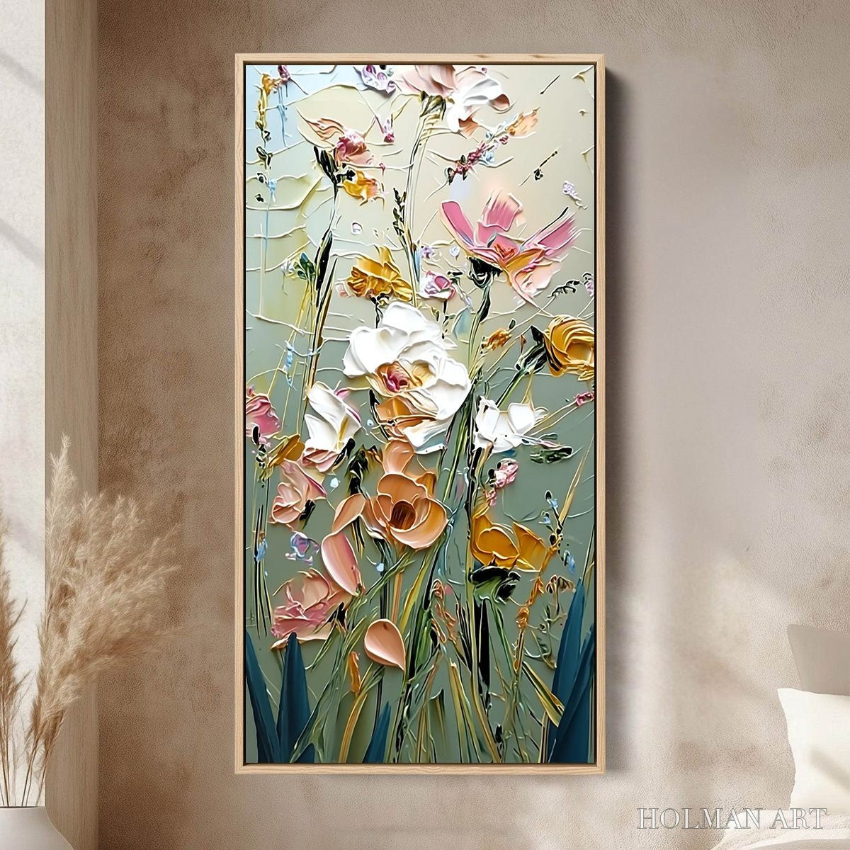 HOLMAN ART Garden Whispers – Vertical Palette Knife Floral Impasto - image 2