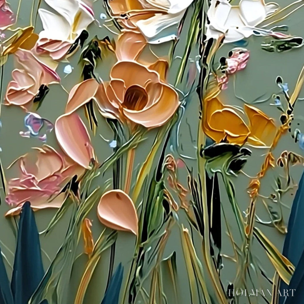 HOLMAN ART Garden Whispers – Vertical Palette Knife Floral Impasto - image 5