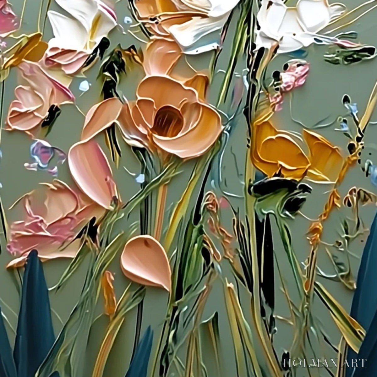 HOLMAN ART Garden Whispers – Vertical Palette Knife Floral Impasto - image 5