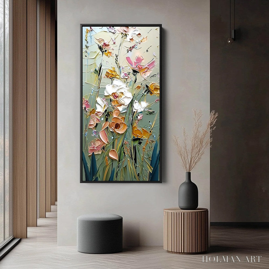 HOLMAN ART Garden Whispers – Vertical Palette Knife Floral Impasto - image 6