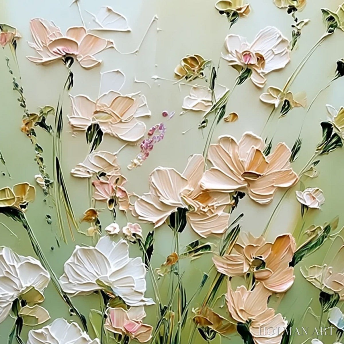 HOLMAN ART Spring'S Embrace – Vertical Impasto Wildflower Meadow Painting - image 3