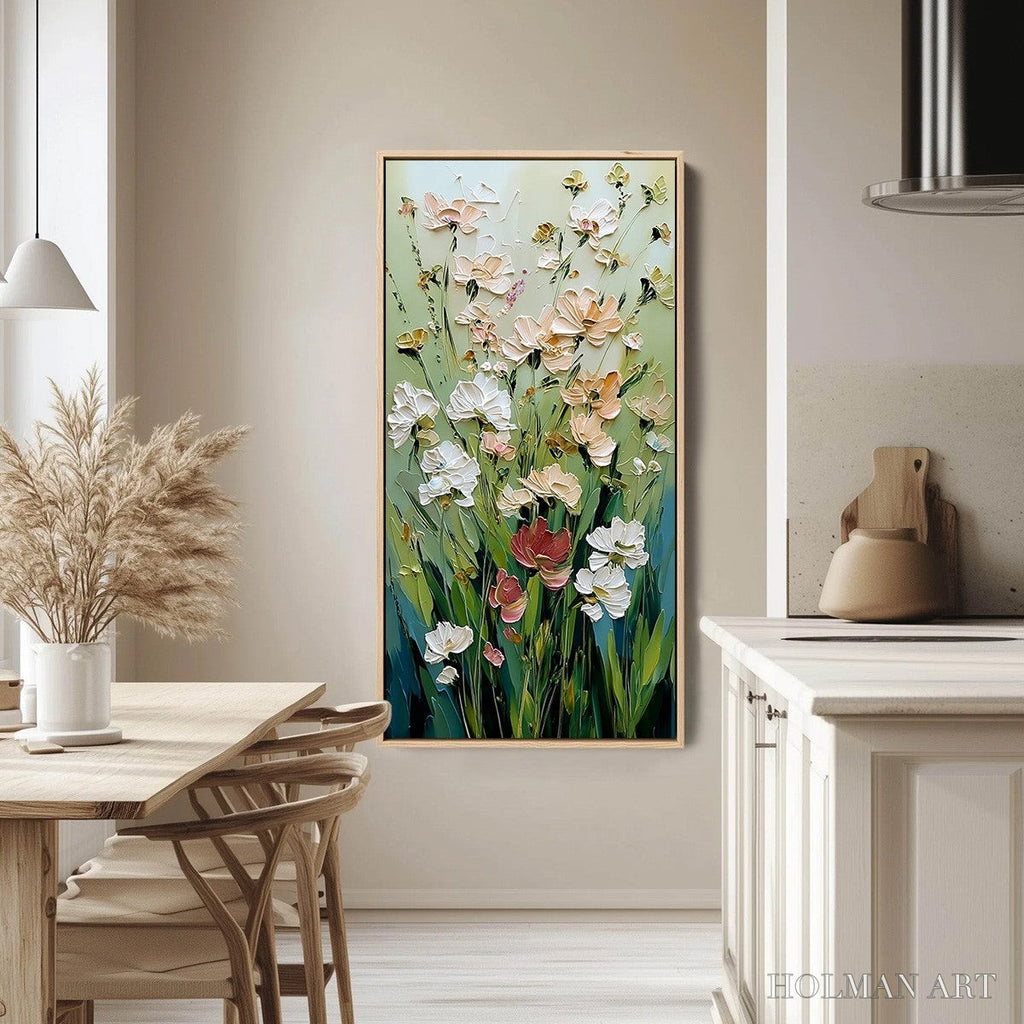 HOLMAN ART Spring'S Embrace – Vertical Impasto Wildflower Meadow Painting - image 4
