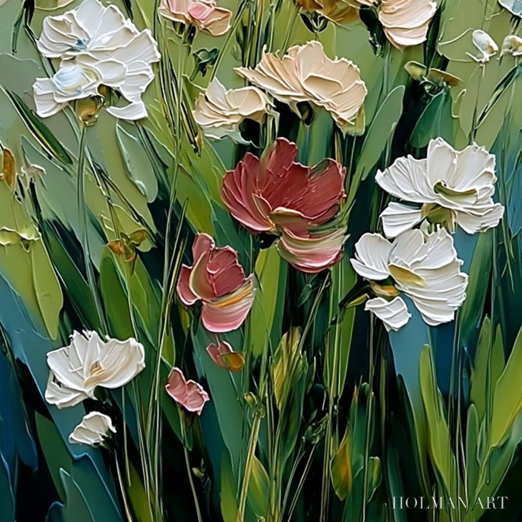 HOLMAN ART Spring'S Embrace – Vertical Impasto Wildflower Meadow Painting - image 5