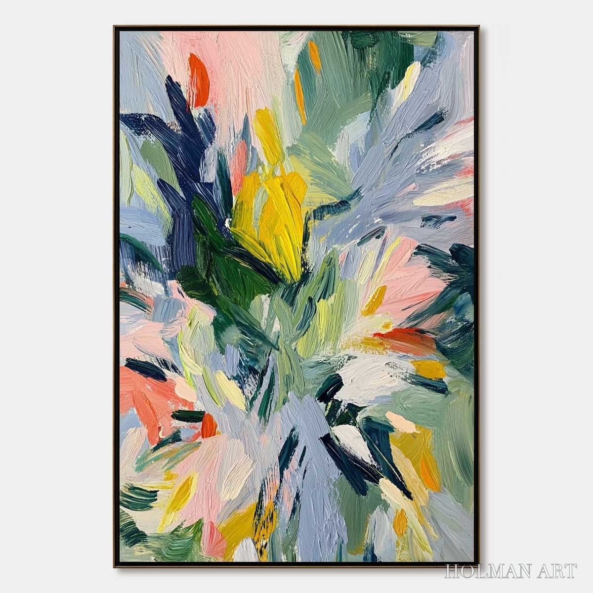 HOLMAN ART Wildflower Symphony – Colorful Textured Abstract Floral Oil Painting - image 1