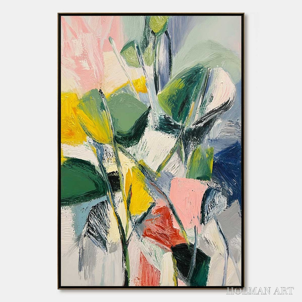 HOLMAN ART Botanical Burst – Colorful Abstract Botanical Textured Oil Painting - image 1