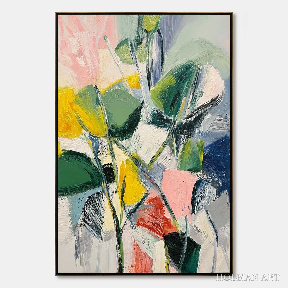 HOLMAN ART Botanical Burst – Colorful Abstract Botanical Textured Oil Painting - image 1
