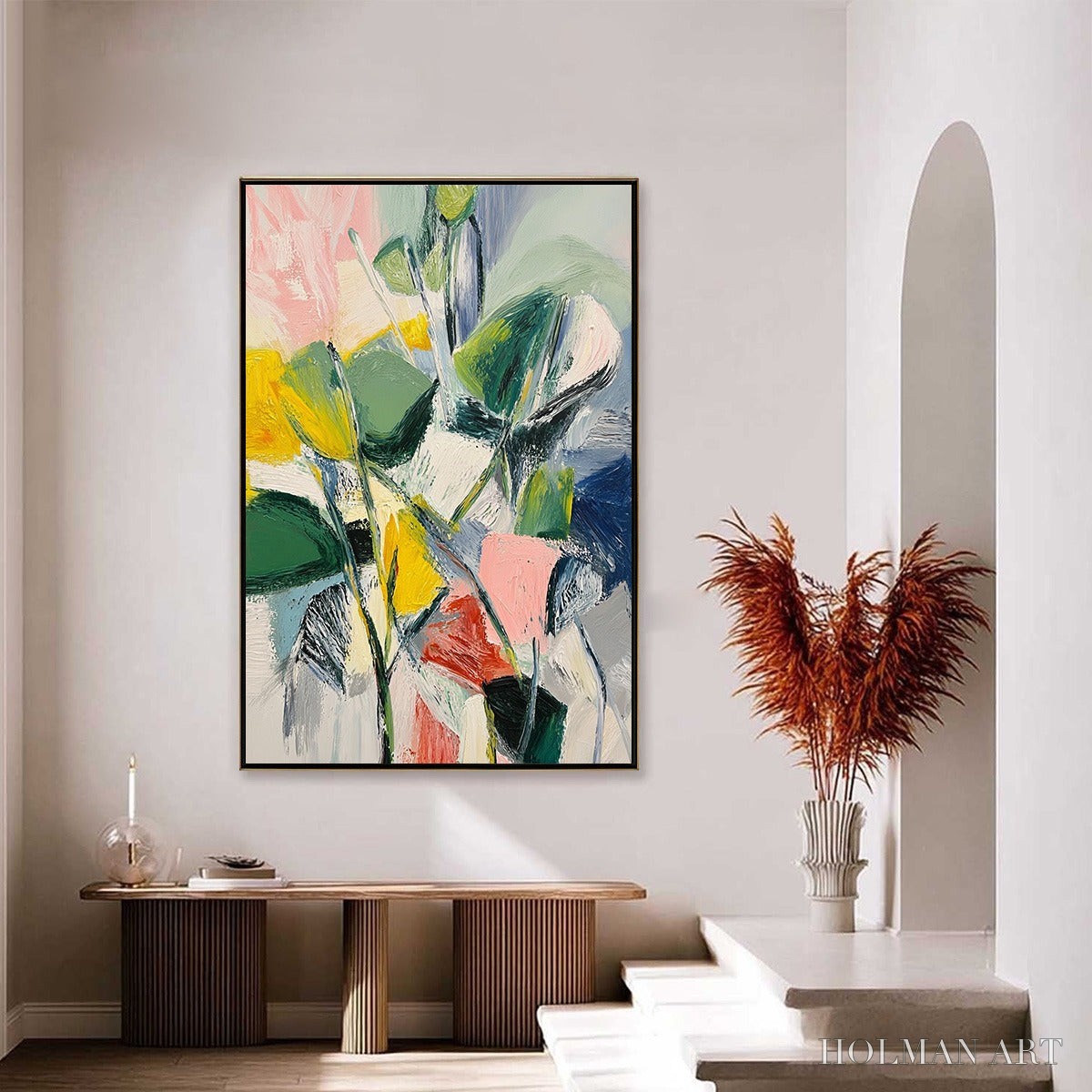 HOLMAN ART Botanical Burst – Colorful Abstract Botanical Textured Oil Painting - image 4
