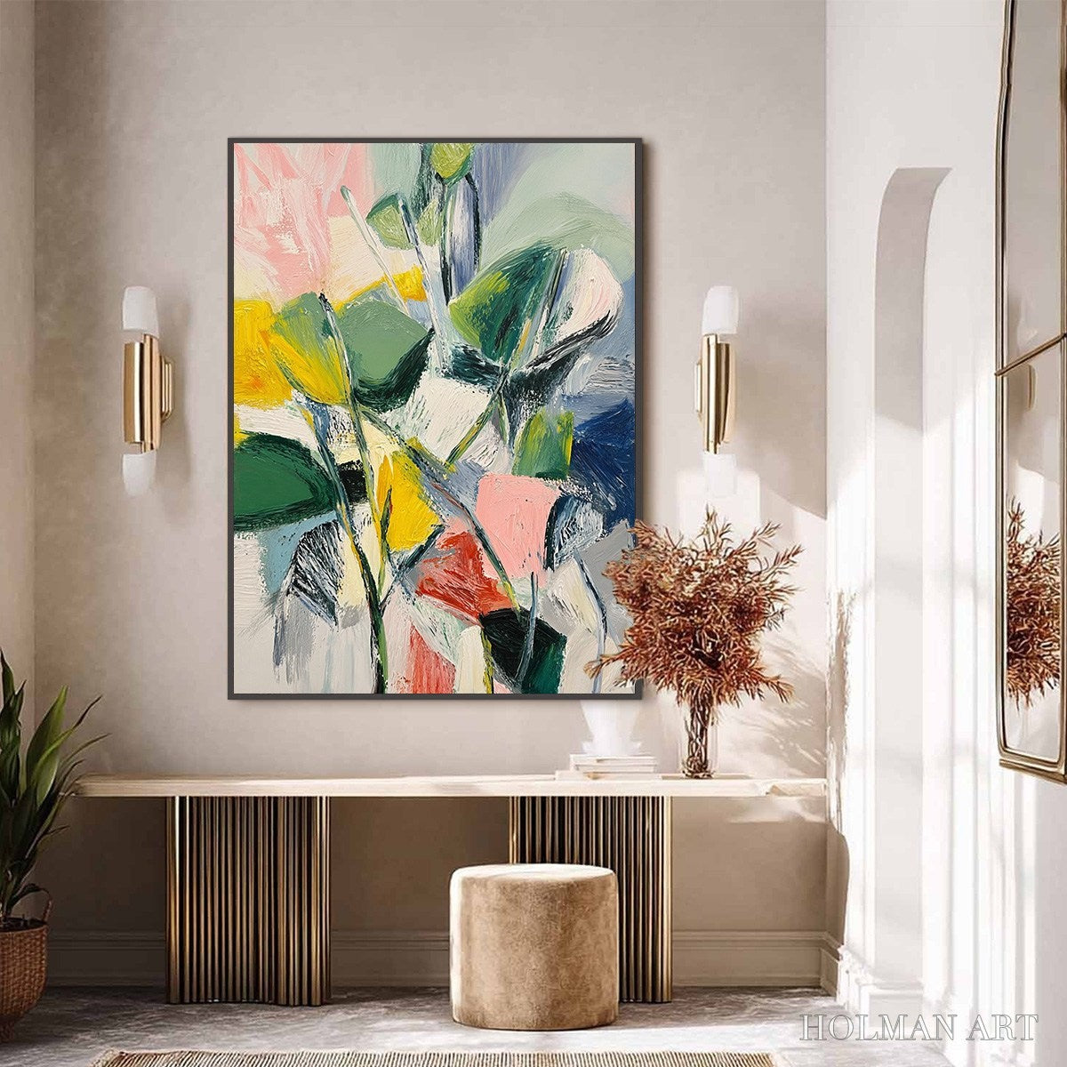 HOLMAN ART Botanical Burst – Colorful Abstract Botanical Textured Oil Painting - image 6