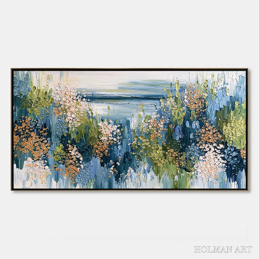 HOLMAN ART Coastal Bloom – Textured Impasto Painting Floral Coastline - image 1