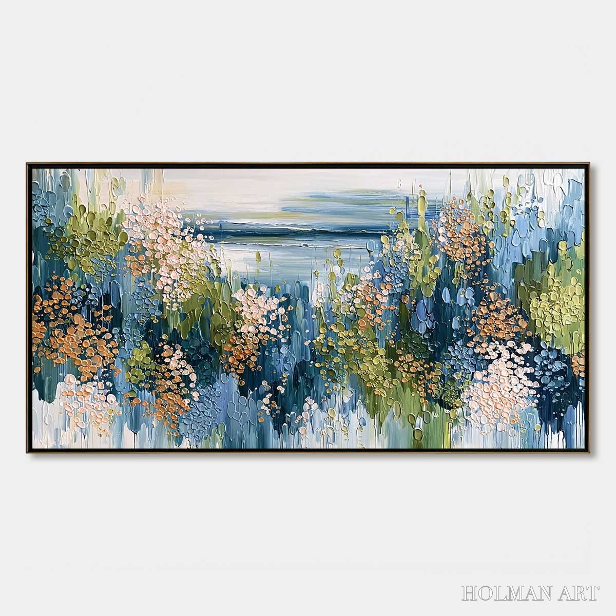 HOLMAN ART Coastal Bloom – Textured Impasto Painting Floral Coastline - image 1