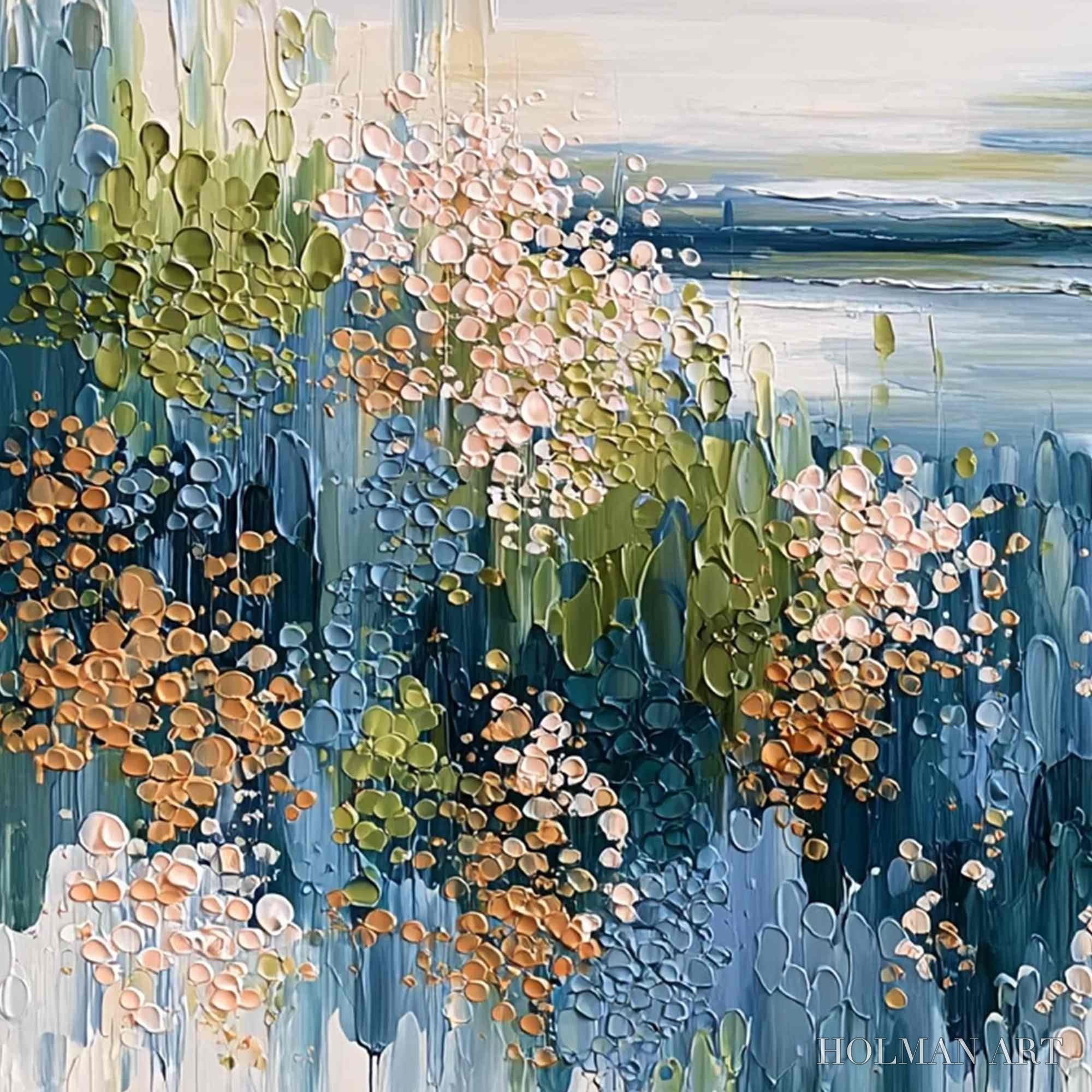 HOLMAN ART Coastal Bloom – Textured Impasto Painting Floral Coastline - image 3