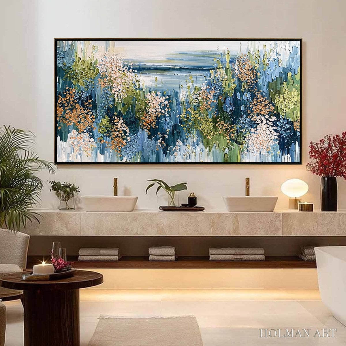 HOLMAN ART Coastal Bloom – Textured Impasto Painting Floral Coastline - image 4