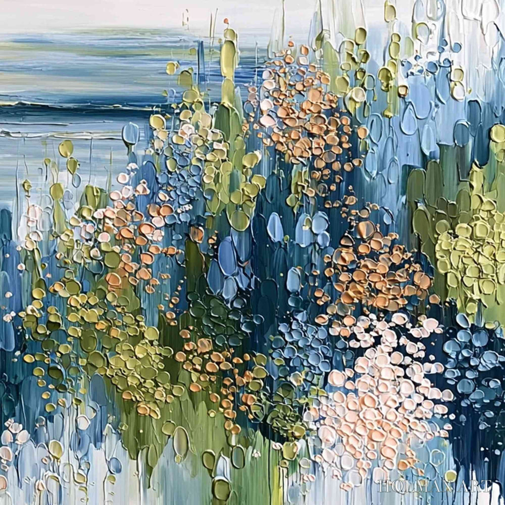 HOLMAN ART Coastal Bloom – Textured Impasto Painting Floral Coastline - image 5