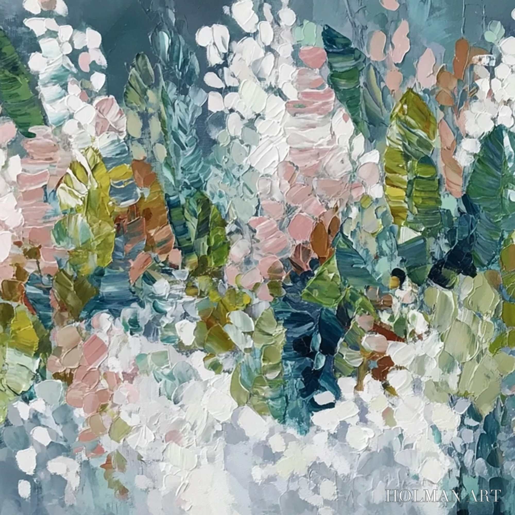 HOLMAN ART Blossom Reverie – Textured Abstract Floral Impasto Oil Painting - image 3