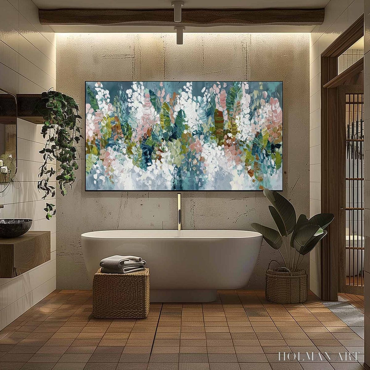 HOLMAN ART Blossom Reverie – Textured Abstract Floral Impasto Oil Painting - image 6
