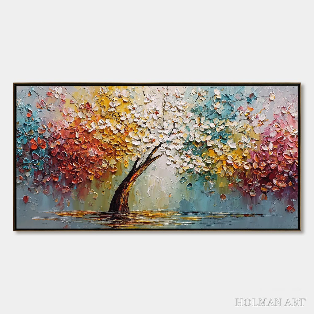 HOLMAN ART Eternal Blossom – Colorful Textured Palette Knife Tree of Life Painting - image 1