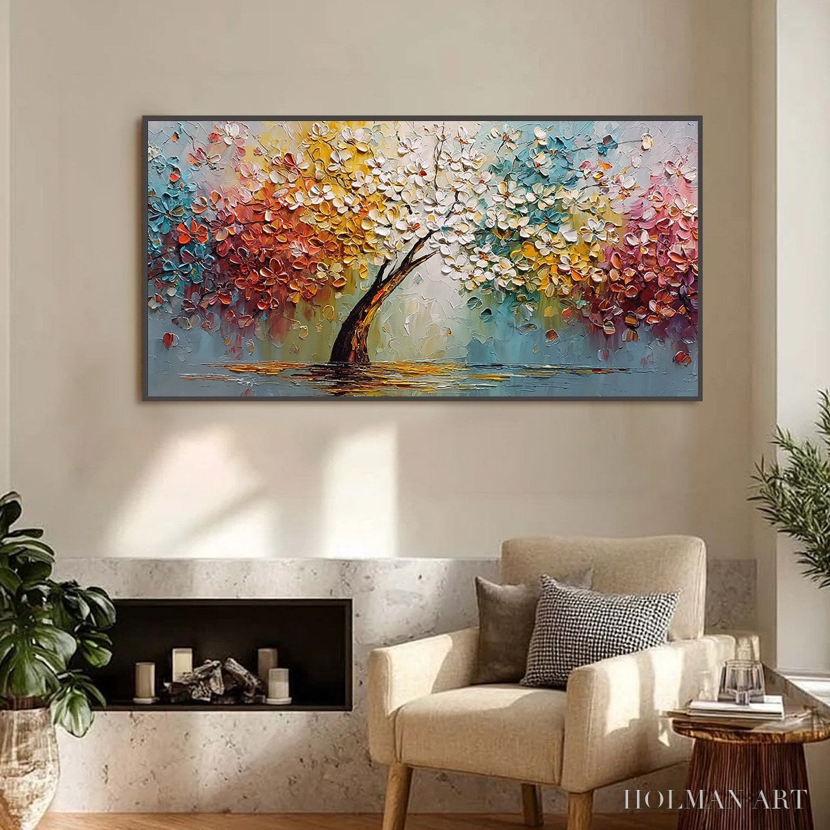 HOLMAN ART Eternal Blossom – Colorful Textured Palette Knife Tree of Life Painting - image 2