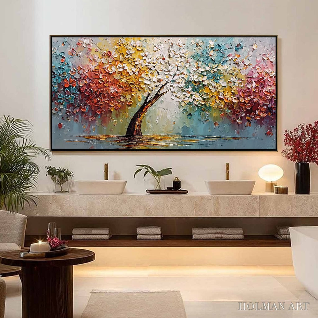 HOLMAN ART Eternal Blossom – Colorful Textured Palette Knife Tree of Life Painting - image 4