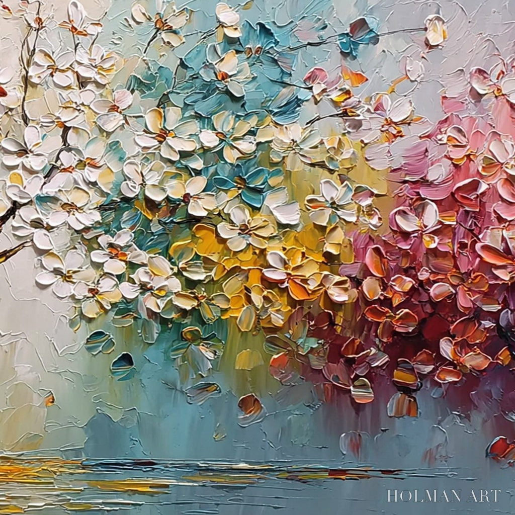 HOLMAN ART Eternal Blossom – Colorful Textured Palette Knife Tree of Life Painting - image 5