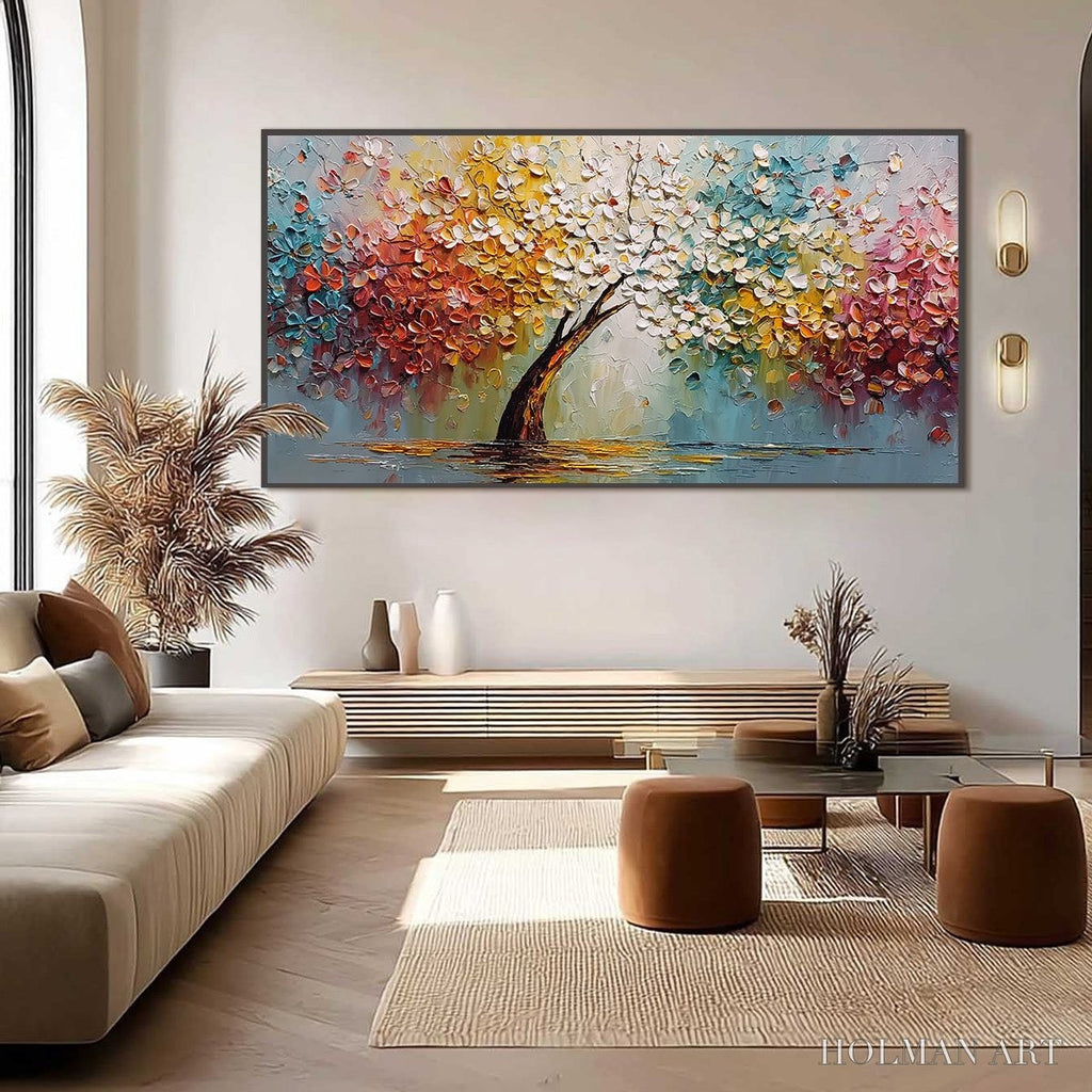 HOLMAN ART Eternal Blossom – Colorful Textured Palette Knife Tree of Life Painting - image 6