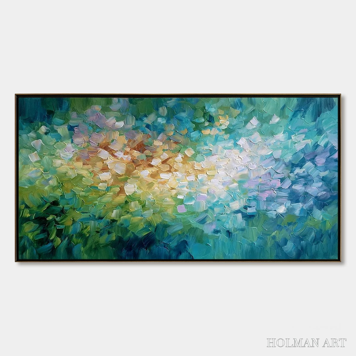 HOLMAN ART Emerald Bloom – Colorful Textured Abstract Floral Palette Knife Painting - image 1