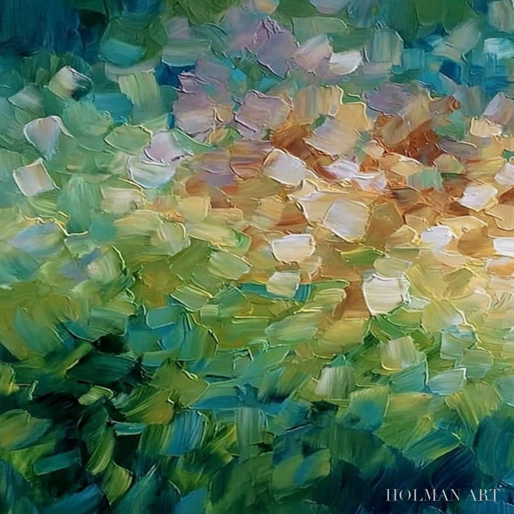 HOLMAN ART Emerald Bloom – Colorful Textured Abstract Floral Palette Knife Painting - image 3
