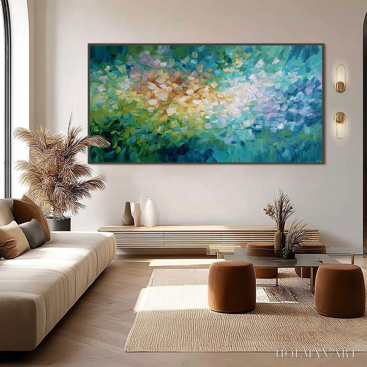 HOLMAN ART Emerald Bloom – Colorful Textured Abstract Floral Palette Knife Painting - image 6