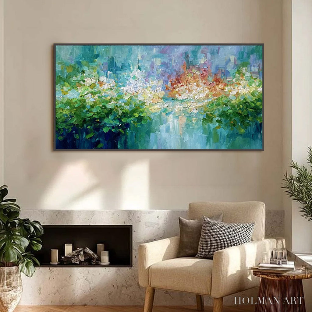 HOLMAN ART Emerald Reverie – Textured Abstract Floral Landscape Palette Knife Painting - image 2
