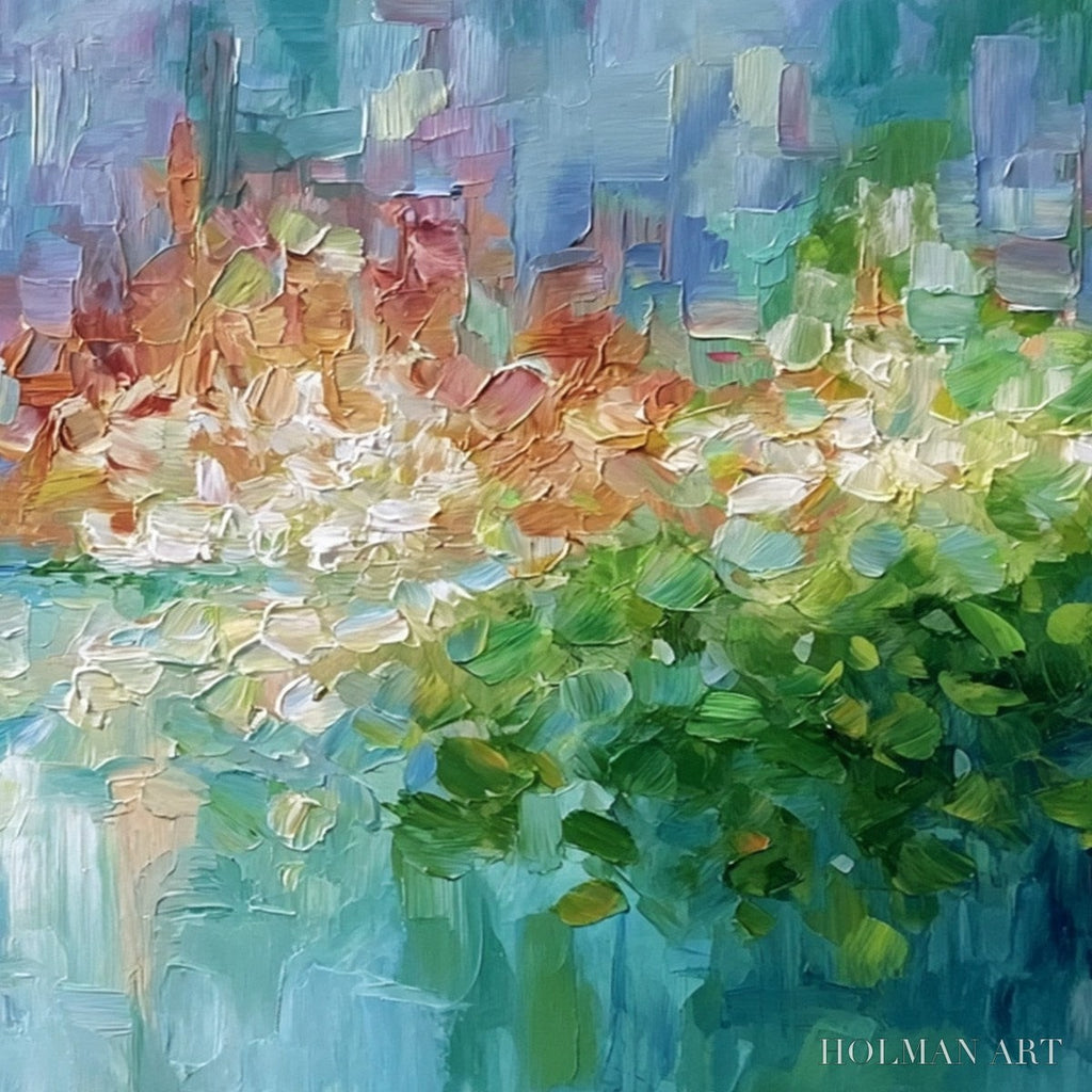 HOLMAN ART Emerald Reverie – Textured Abstract Floral Landscape Palette Knife Painting - image 5