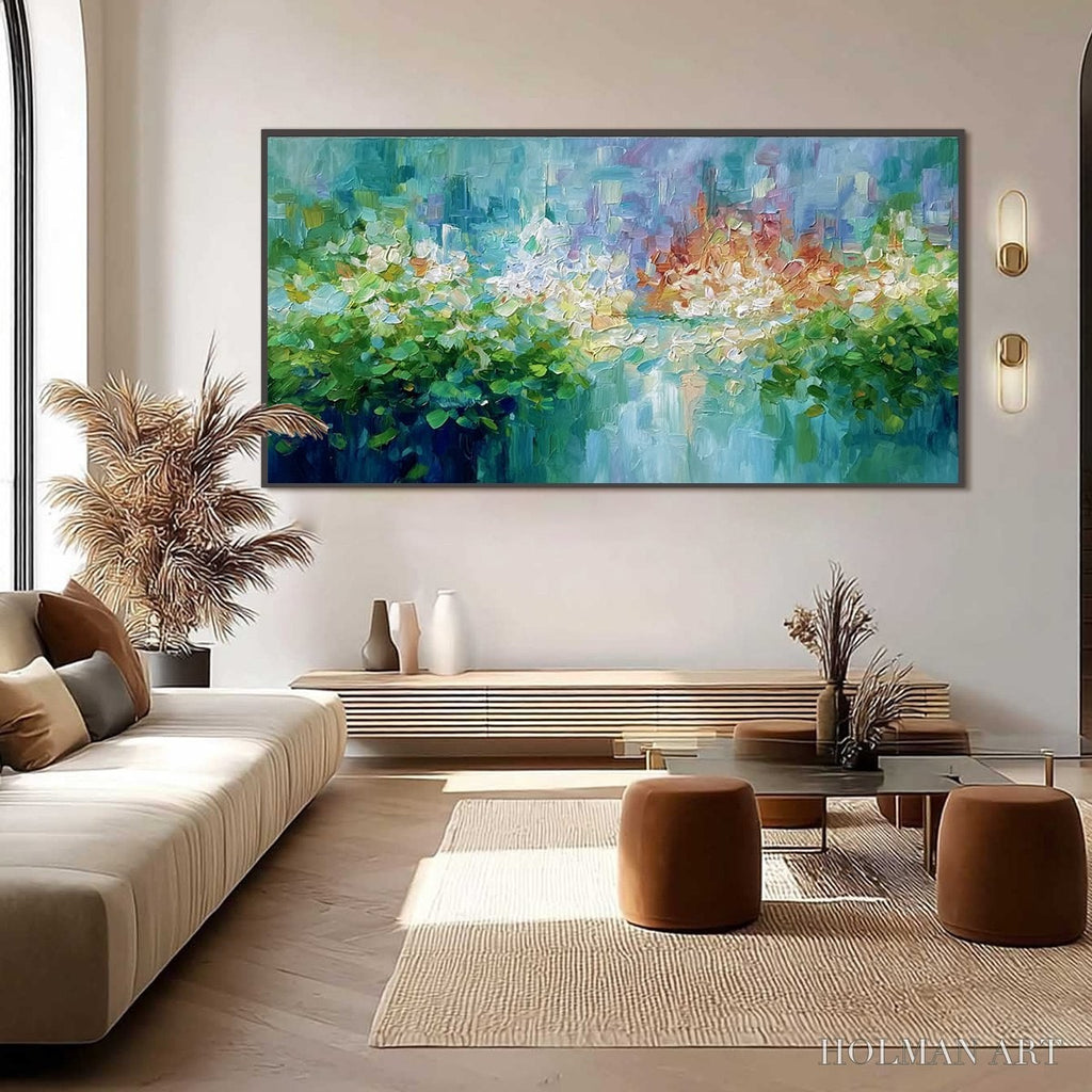 HOLMAN ART Emerald Reverie – Textured Abstract Floral Landscape Palette Knife Painting - image 6