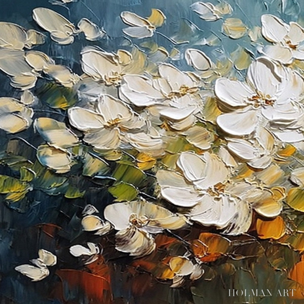 HOLMAN ART Ivory Bloom – Textured White Floral Impasto Oil Paintinga - image 3