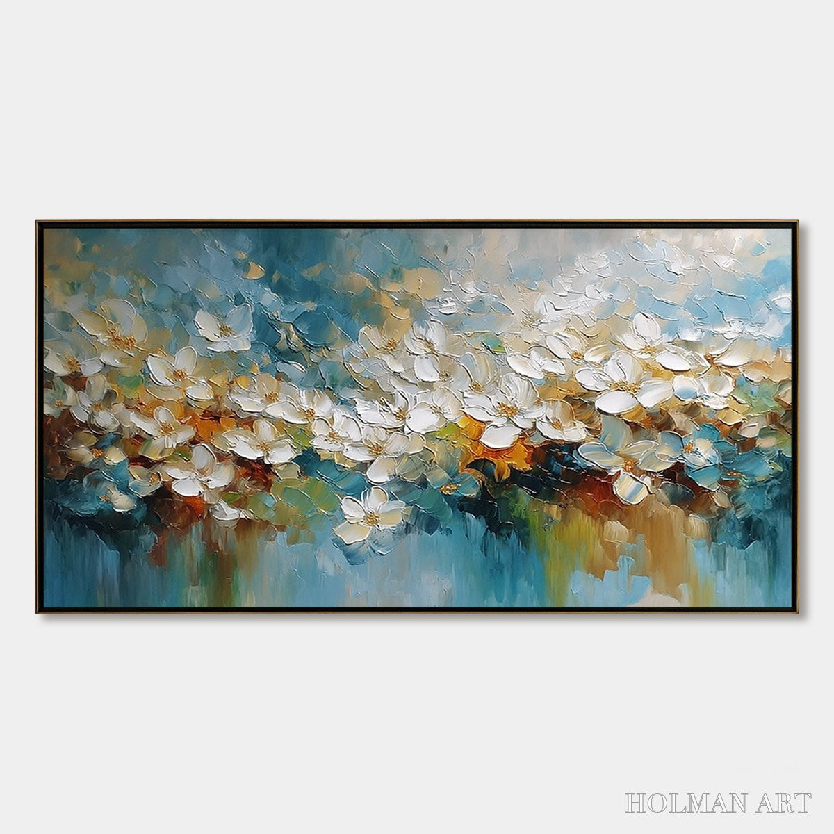 HOLMAN ART Eternal Bloom – Textured Abstract White Floral Impasto Painting - image 1