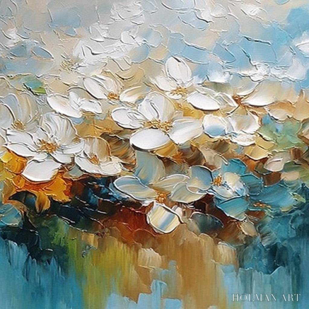 HOLMAN ART Eternal Bloom – Textured Abstract White Floral Impasto Painting - image 3