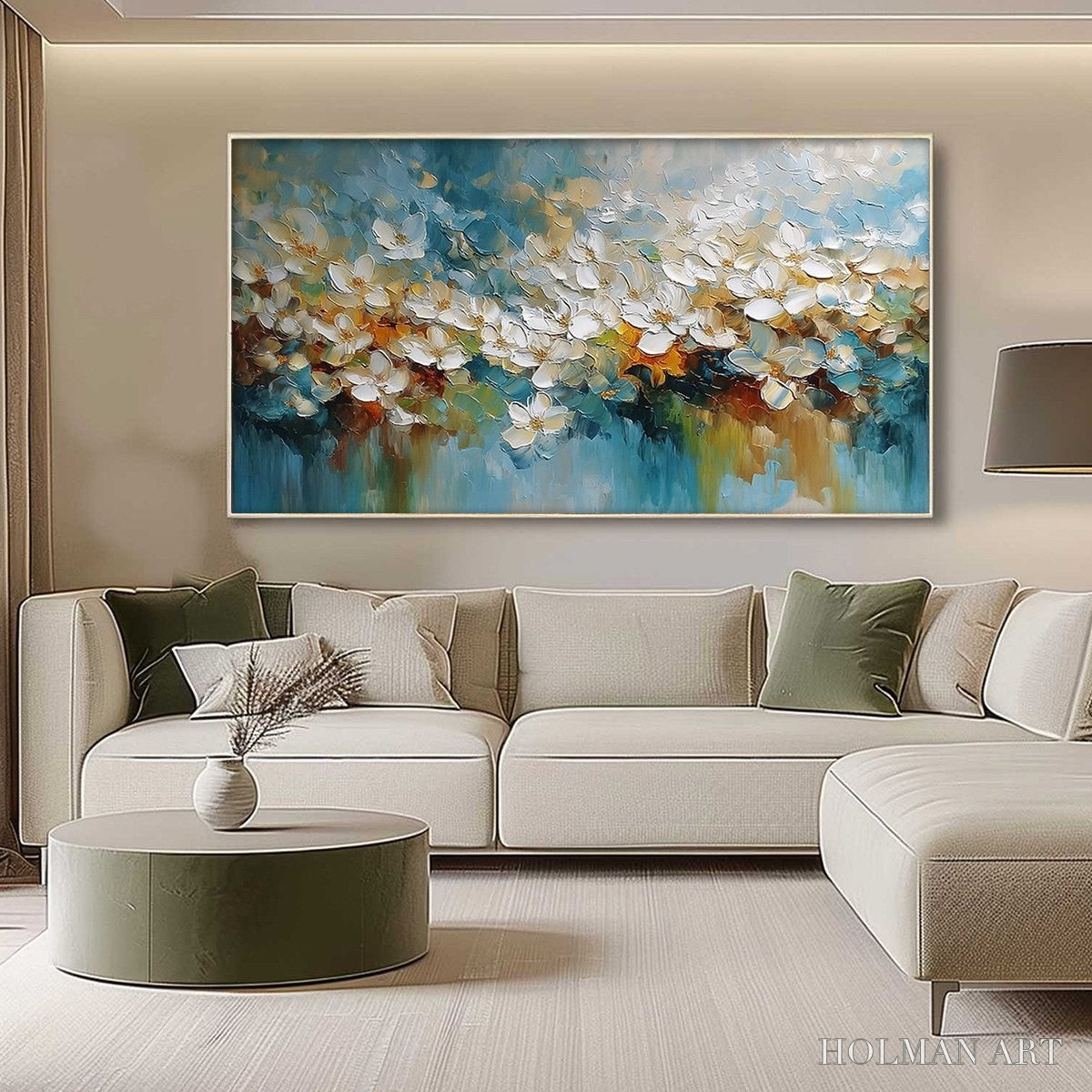 HOLMAN ART Eternal Bloom – Textured Abstract White Floral Impasto Painting - image 4