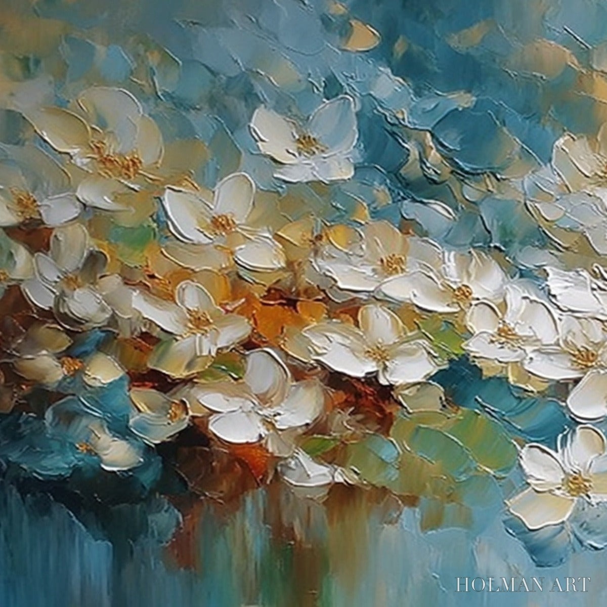 HOLMAN ART Eternal Bloom – Textured Abstract White Floral Impasto Painting - image 5