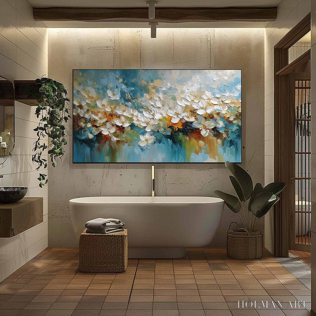 HOLMAN ART Eternal Bloom – Textured Abstract White Floral Impasto Painting - image 6