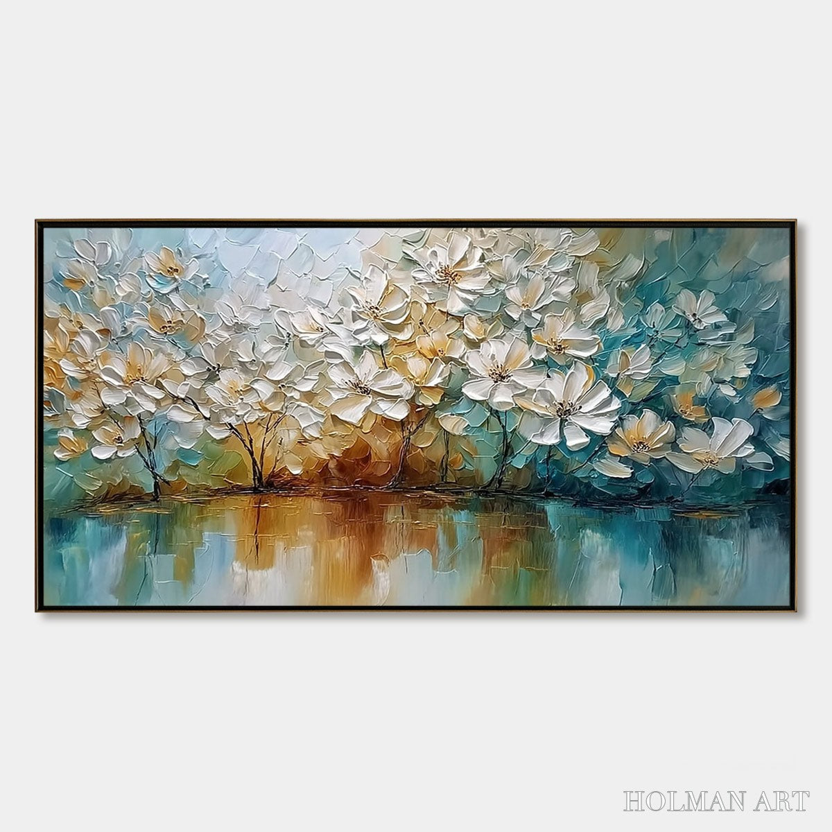 HOLMAN ART Serene Blooms – Textured Floral Landscape Impasto Oil Painting - image 1