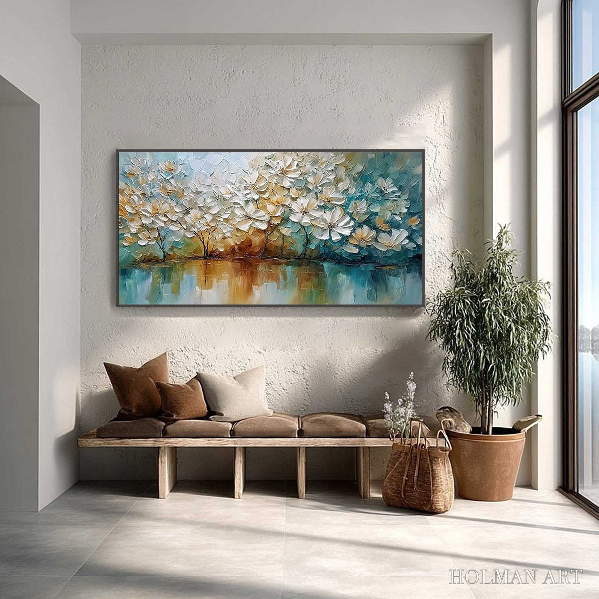 HOLMAN ART Serene Blooms – Textured Floral Landscape Impasto Oil Painting - image 2