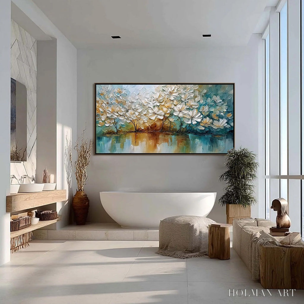 HOLMAN ART Serene Blooms – Textured Floral Landscape Impasto Oil Painting - image 4
