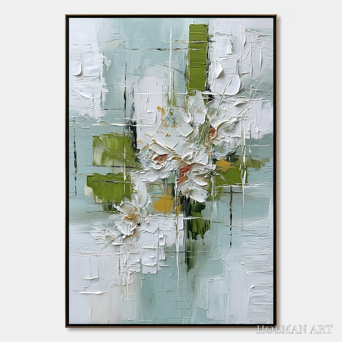 HOLMAN ART Verdant Bloom – Heavily Textured Abstract Floral Impasto Painting - image 1