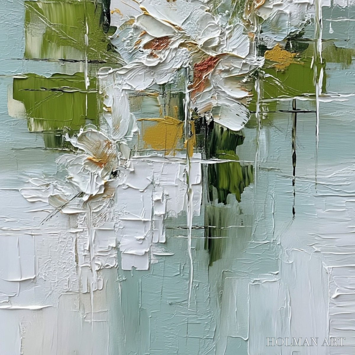 HOLMAN ART Verdant Bloom – Heavily Textured Abstract Floral Impasto Painting - image 5