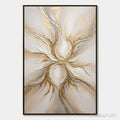 HOLMAN ART Ethereal Bloom – Textured Gold & White Abstract Floral Painting - image 1