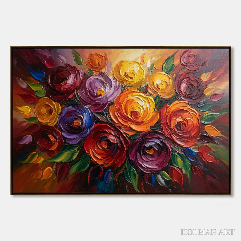 HOLMAN ART Eternal Bloom – Colorful Textured Impasto Floral Oil Painting - image 1