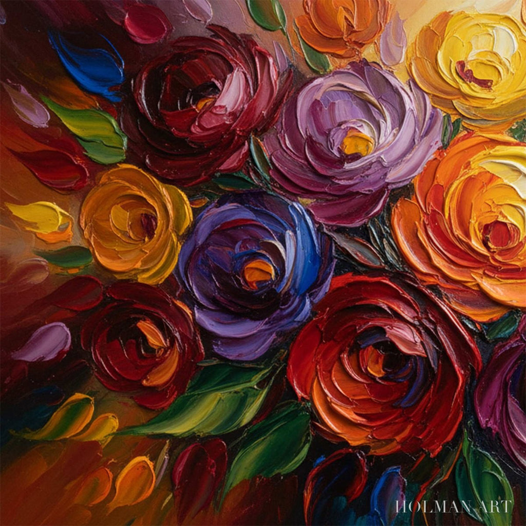 HOLMAN ART Eternal Bloom – Colorful Textured Impasto Floral Oil Painting - image 3