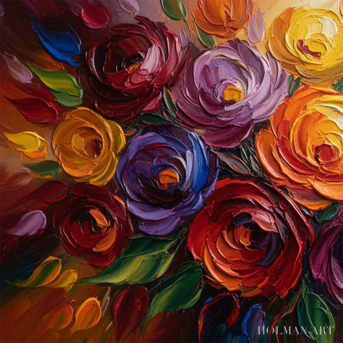 HOLMAN ART Eternal Bloom – Colorful Textured Impasto Floral Oil Painting - image 3