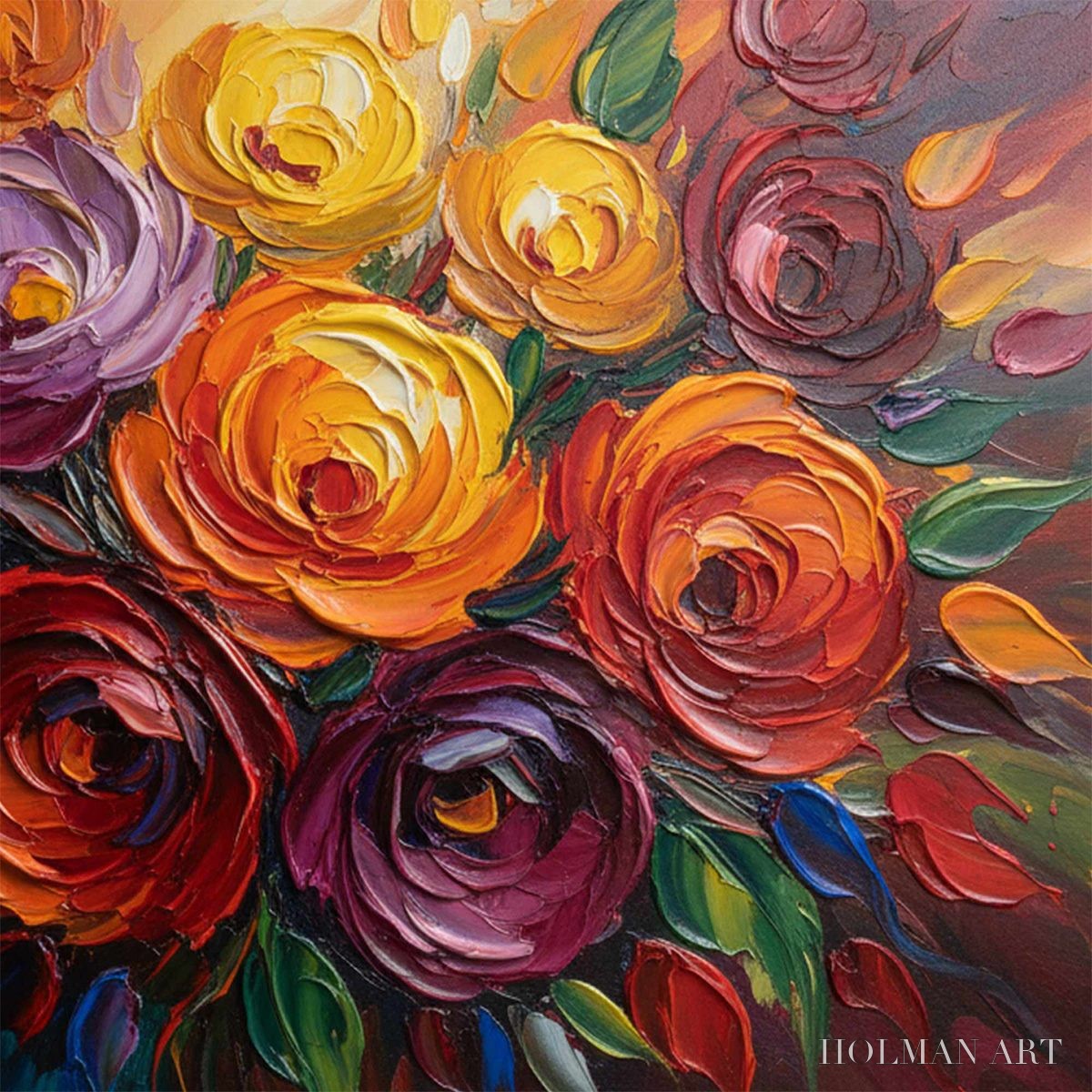 HOLMAN ART Eternal Bloom – Colorful Textured Impasto Floral Oil Painting - image 5