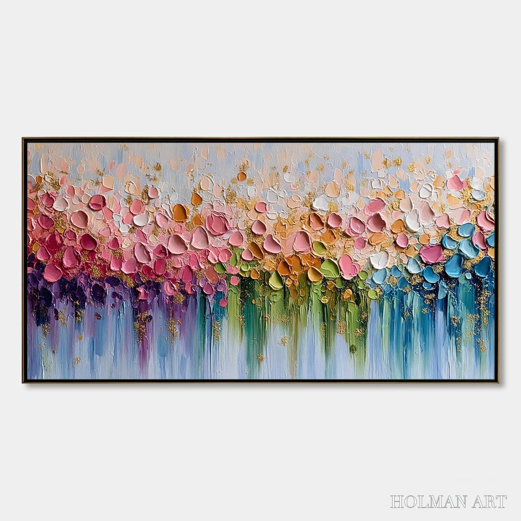HOLMAN ART Chromatic Bloom – Colorful Abstract Floral Impasto Palette Knife Painting - image 1