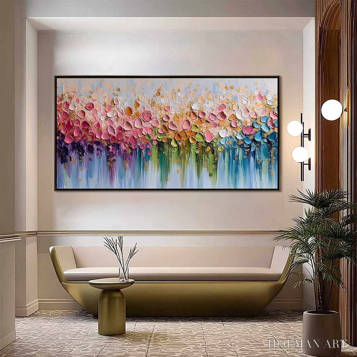 HOLMAN ART Chromatic Bloom – Colorful Abstract Floral Impasto Palette Knife Painting - image 2
