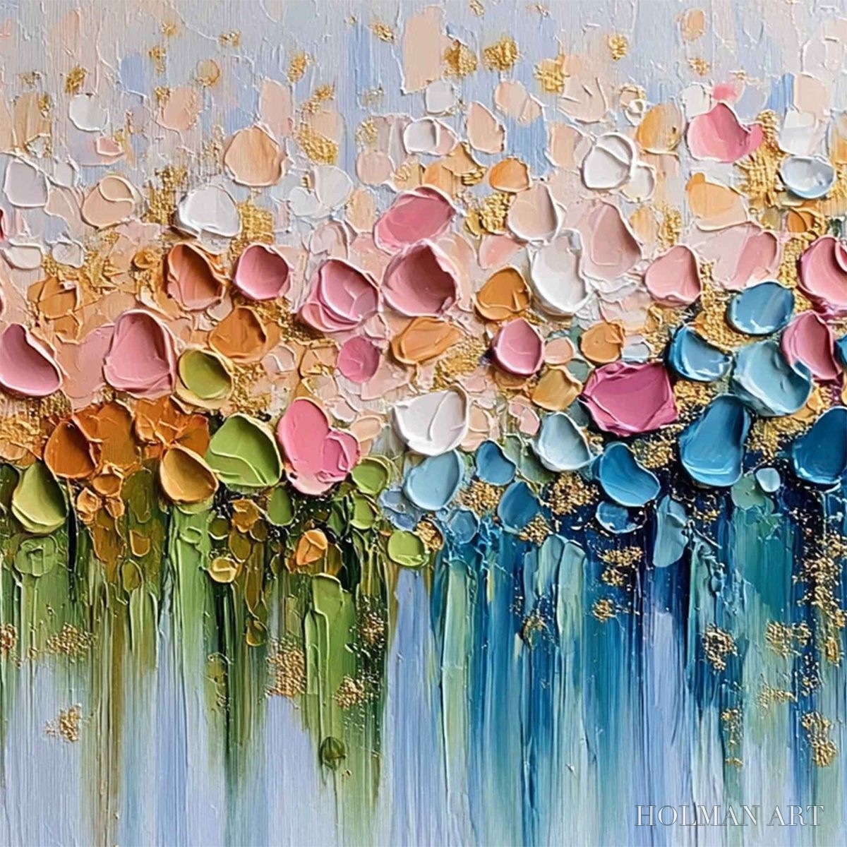 HOLMAN ART Chromatic Bloom – Colorful Abstract Floral Impasto Palette Knife Painting - image 3