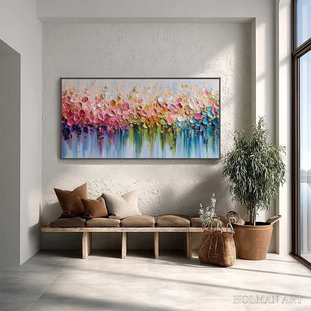 HOLMAN ART Chromatic Bloom – Colorful Abstract Floral Impasto Palette Knife Painting - image 4